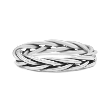 Celtic Weave Wire Rope Style Ring Oxidized Band Solid 925 Sterling Silver Thumb Ring (3.5mm)
